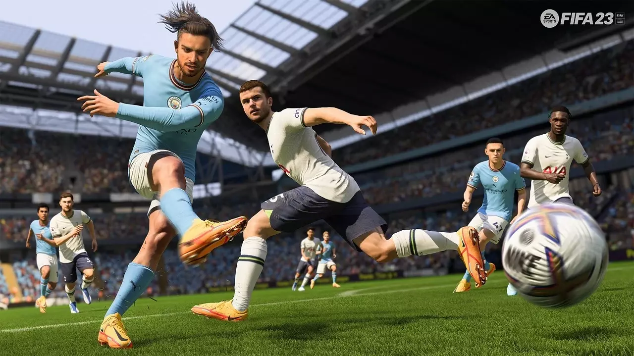 Man City's Grealish shooting in FIFA 23